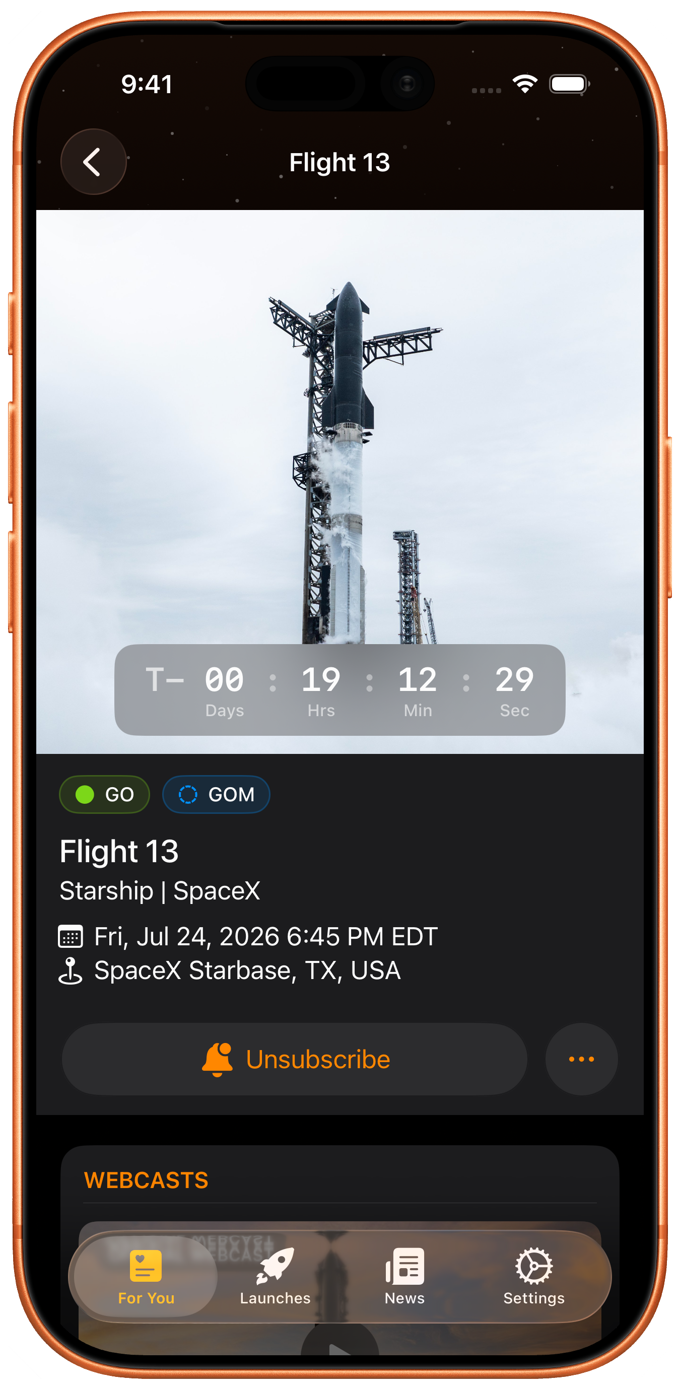 Launch details